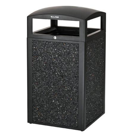 Trash Can 21.06X21.06X41.33 IN 40 GAL Gray Plastic All Weather With Stone Panels Rugged 1/Each