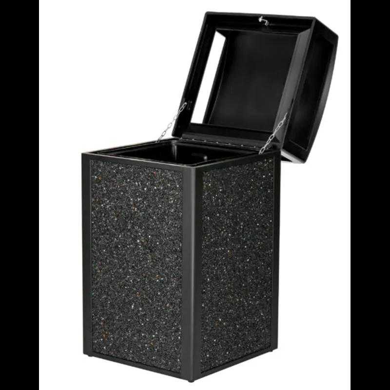 Trash Can 21.06X21.06X41.33 IN 40 GAL Gray Plastic All Weather With Stone Panels Rugged 1/Each