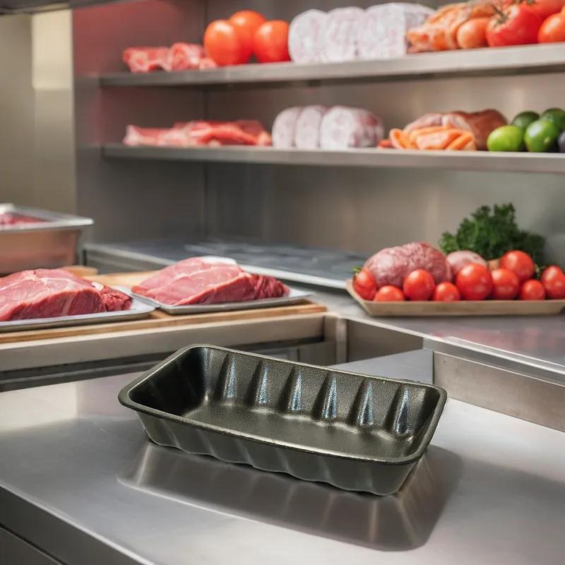 10K Meat Tray 5.88X10.75X2.16 IN Polystyrene Foam Black Rectangle 250/Bundle