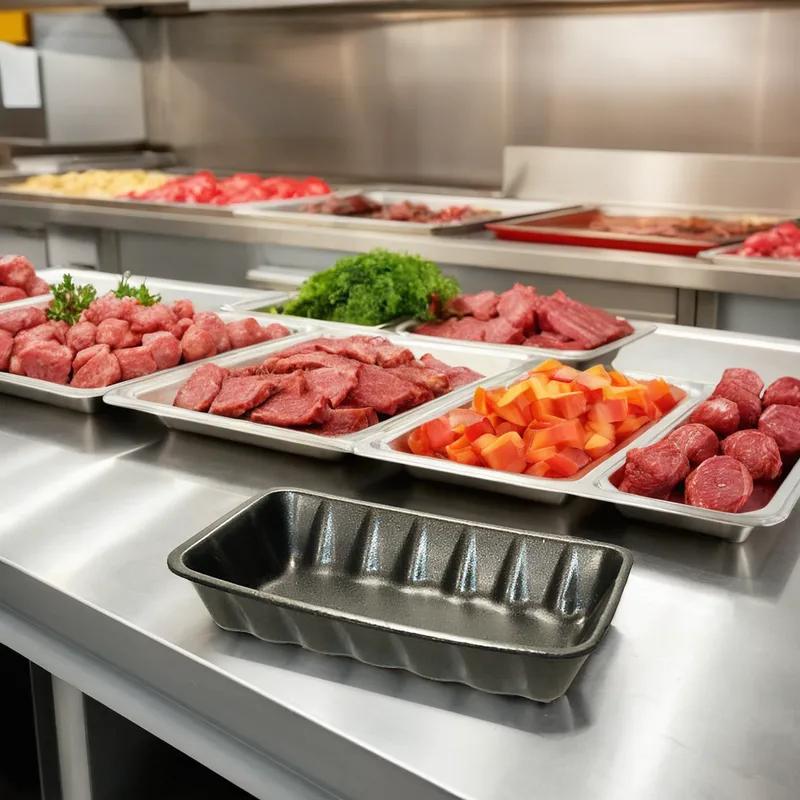 10K Meat Tray 5.88X10.75X2.16 IN Polystyrene Foam Black Rectangle 250/Bundle