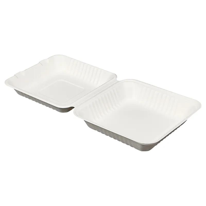 Victoria Bay Take-Out Container Hinged 9X9X3 IN Plant Fiber White Square 200/Case