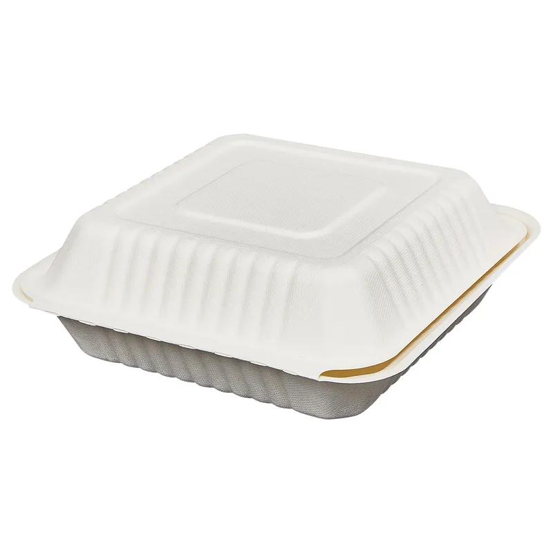 Victoria Bay Take-Out Container Hinged 9X9X3 IN Plant Fiber White Square 200/Case