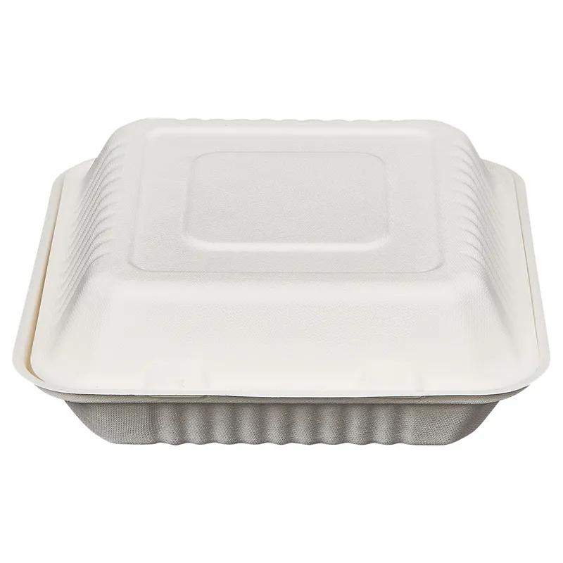 Victoria Bay Take-Out Container Hinged 9X9X3 IN Plant Fiber White Square 200/Case