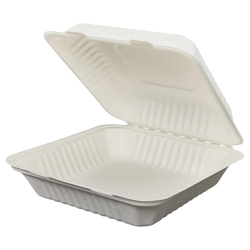 Victoria Bay Take-Out Container Hinged 9X9X3 IN Plant Fiber White Square 200/Case