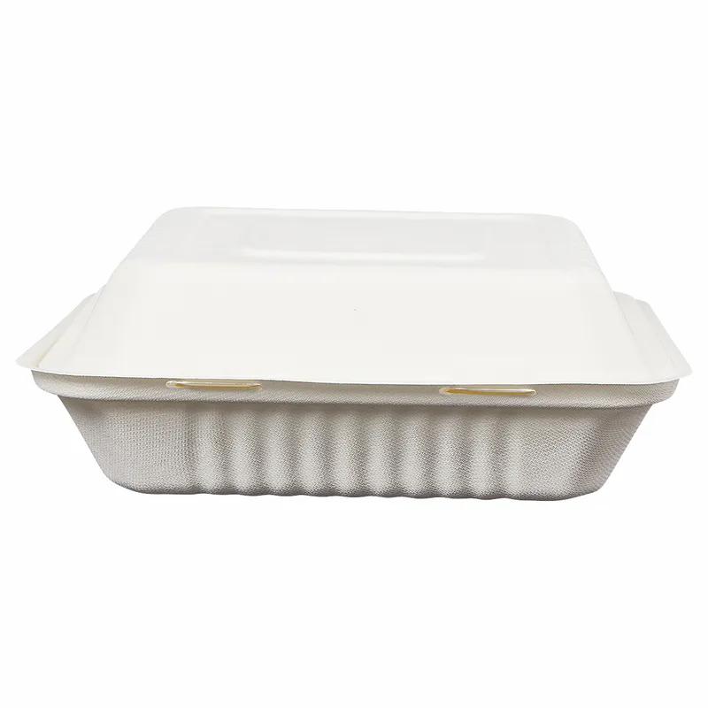 Victoria Bay Take-Out Container Hinged 9X9X3 IN Plant Fiber White Square 200/Case