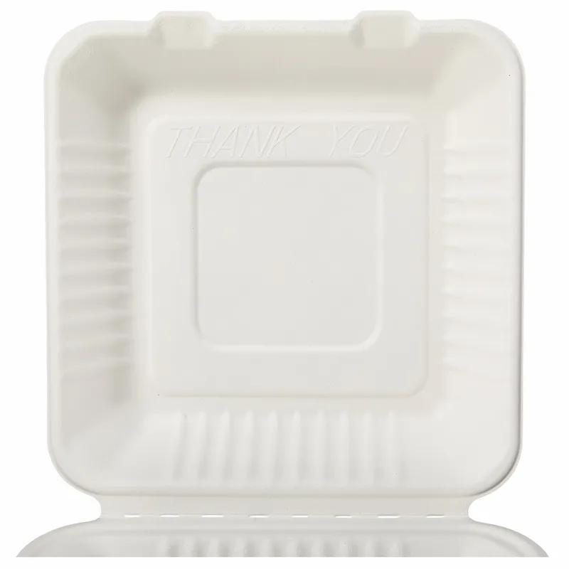Victoria Bay Take-Out Container Hinged 9X9X3 IN Plant Fiber White Square 200/Case