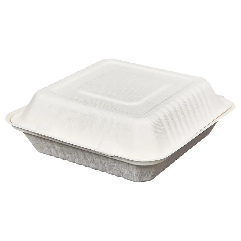 Victoria Bay Take-Out Container Hinged 9X9X3 IN Plant Fiber White Square 200/Case