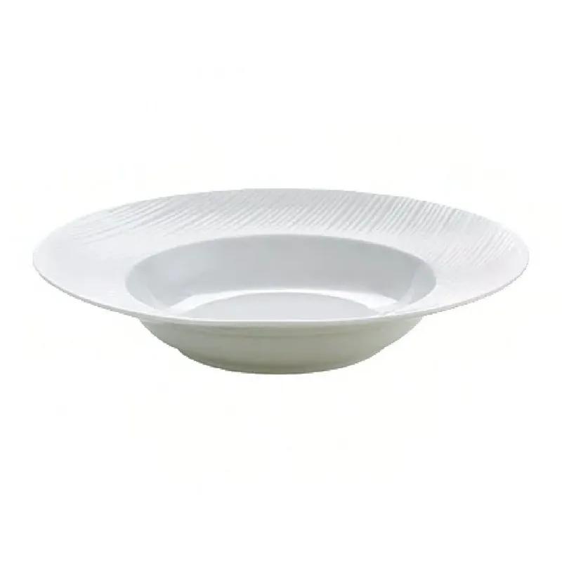 Pasta Bowl 11 IN 20 OZ Porcelain White Embossed Rim 24/Case