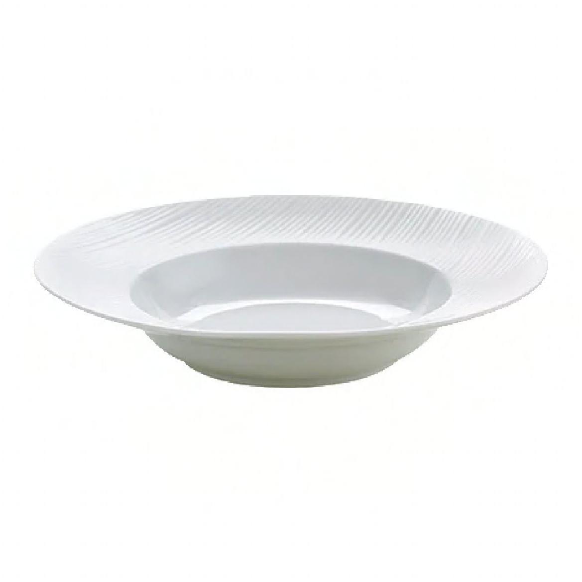 Pasta Bowl 11 IN 20 OZ Porcelain White Embossed Rim 24/Case