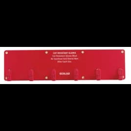 Glove Rack 5.75X23.75 IN Red 6 Clip Wall Mount 1/Each