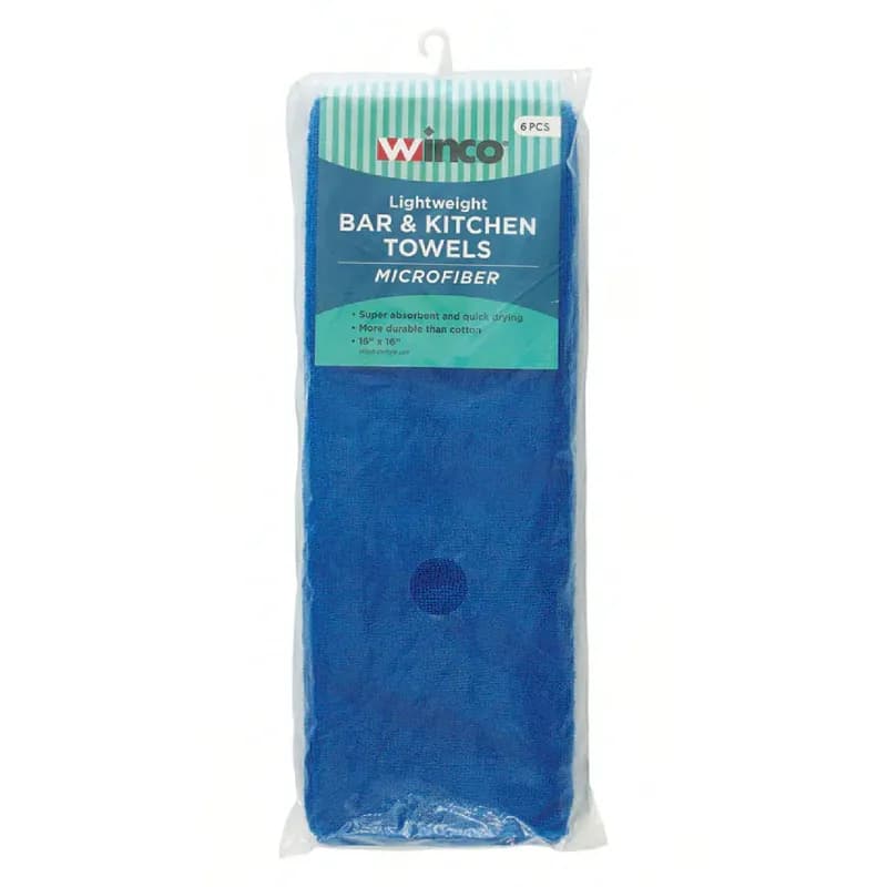 Towel 16X16 IN Microfiber Blue 6 Count/Pack
