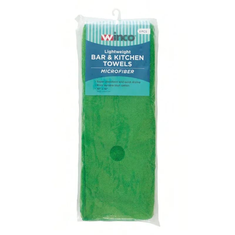 Towel 16X16 IN Microfiber Green 6 Count/Pack