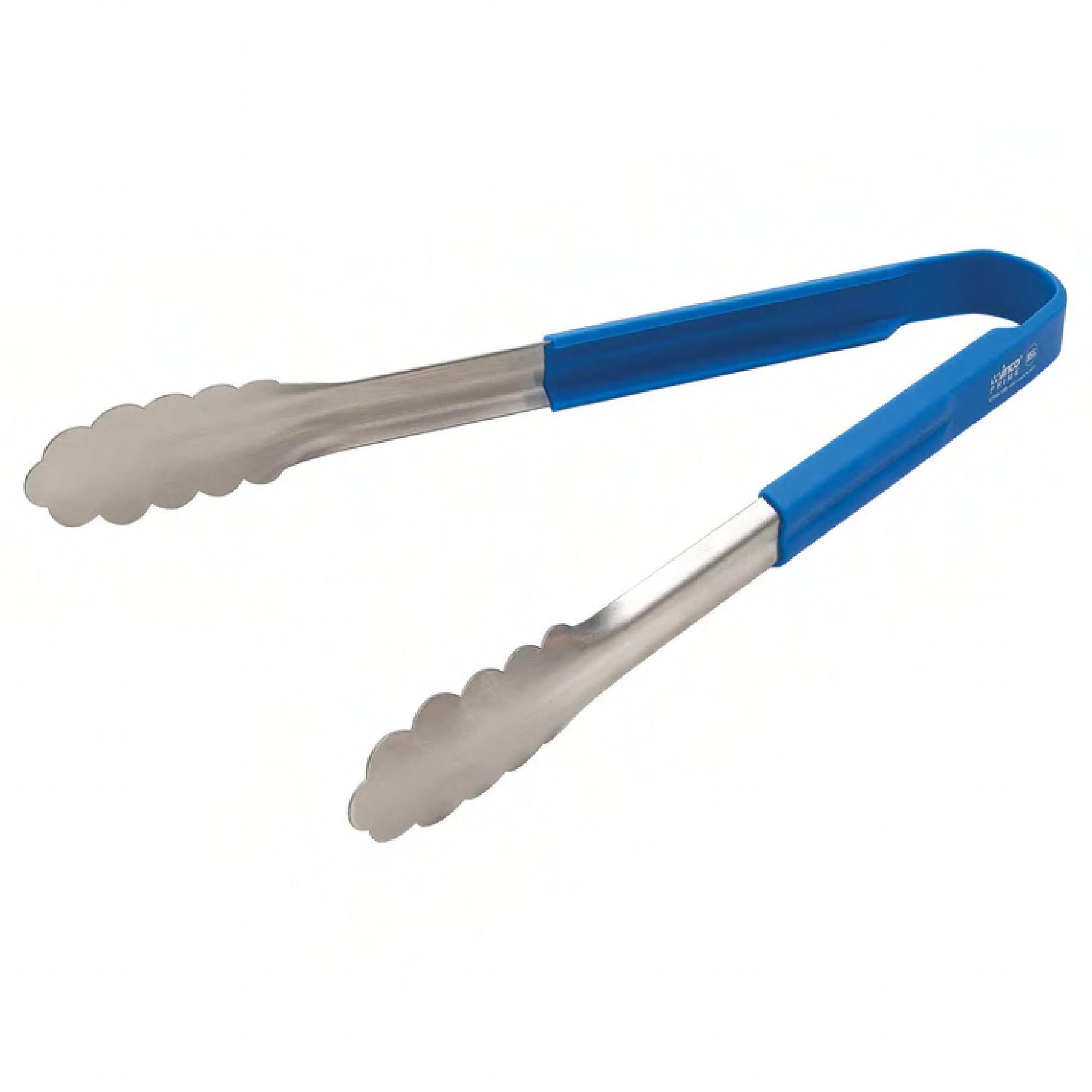 Utility Tongs 11.89X1.57X1.42 IN Stainless Steel Blue Silicone Handle 1/Each
