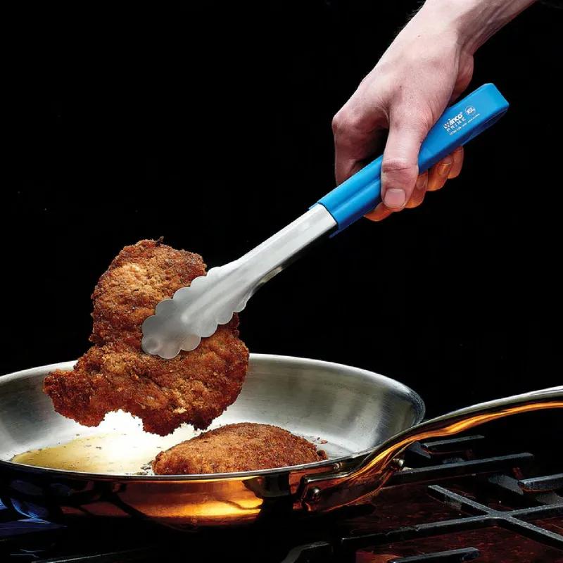 Utility Tongs 11.89X1.57X1.42 IN Stainless Steel Blue Silicone Handle 1/Each