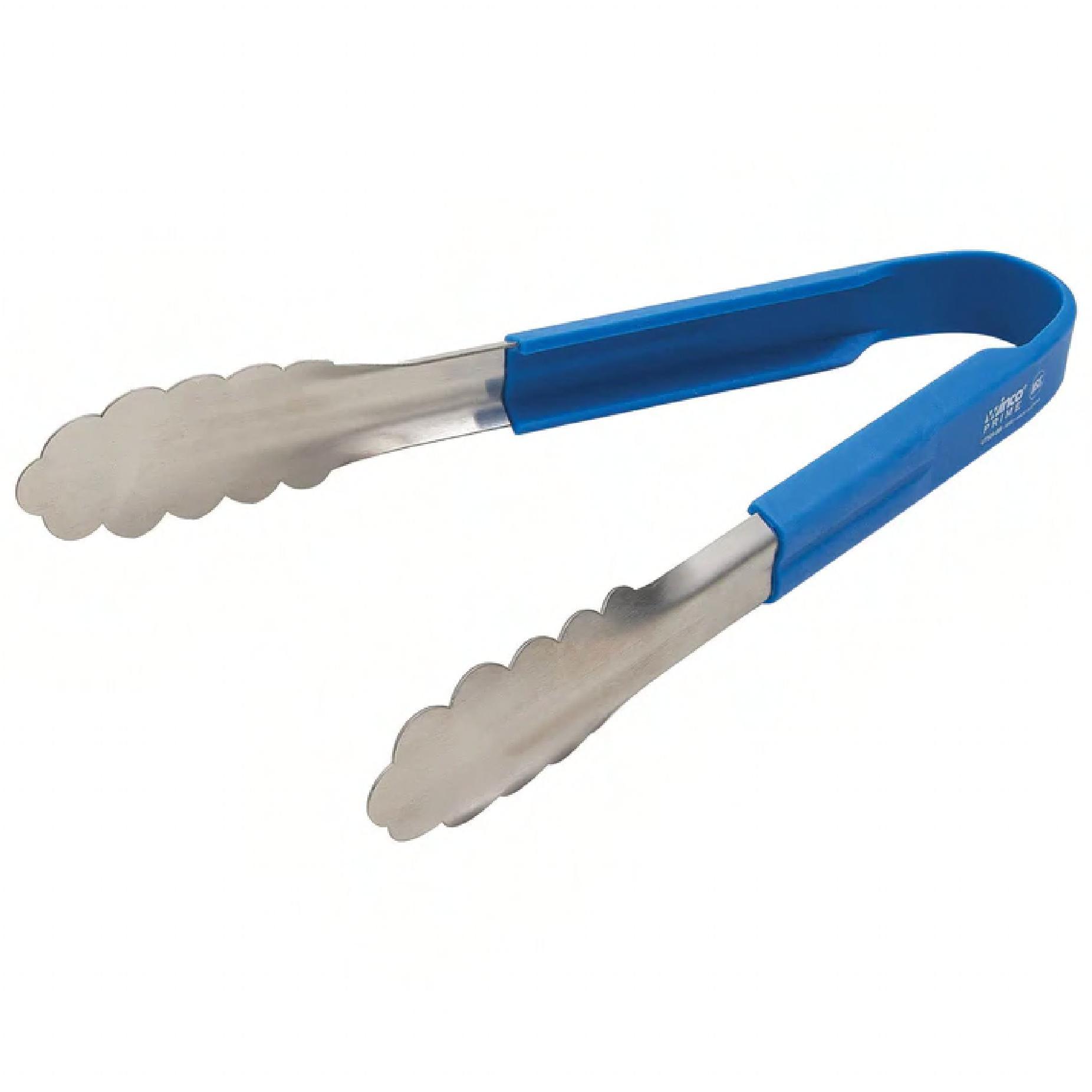 Utility Tongs 9 IN Stainless Steel Blue Silicone Handle 1/Each