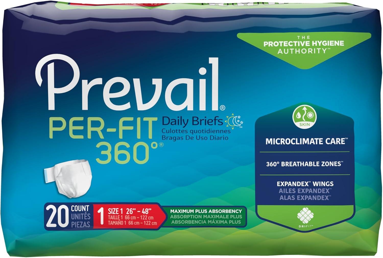Prevail® Per-Fit360°™ Unisex Underwear Medium (MED) Cloth Brief Medium Fit Daily 80 Count/Case