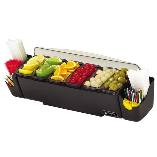 San Jamar Garnish Center 20X6.75X7.13 IN 3 QT Plastic Dome Top Interchangeable Tray 1/Each