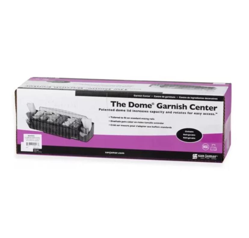 San Jamar Garnish Center 20X6.75X7.13 IN 3 QT Plastic Dome Top Interchangeable Tray 1/Each