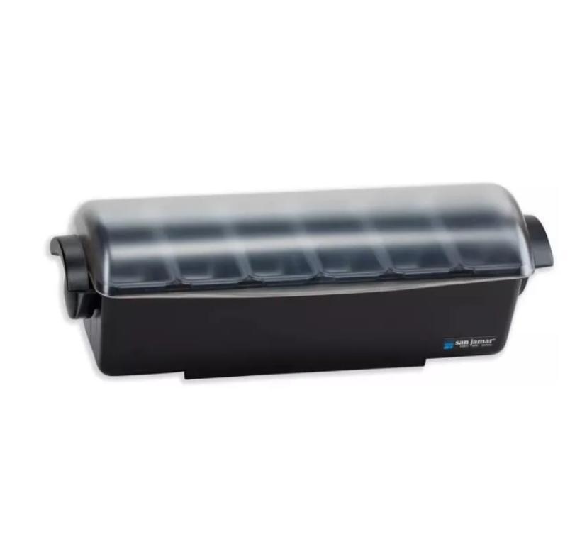 San Jamar Garnish Center 20X6.75X7.13 IN 3 QT Plastic Dome Top Interchangeable Tray 1/Each