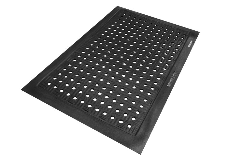 Comfort Station Anti-Fatigue Floor Mat 48X192X0.437 IN Black Nitrile Rubber Foam With Holes Square Corner 1/Each