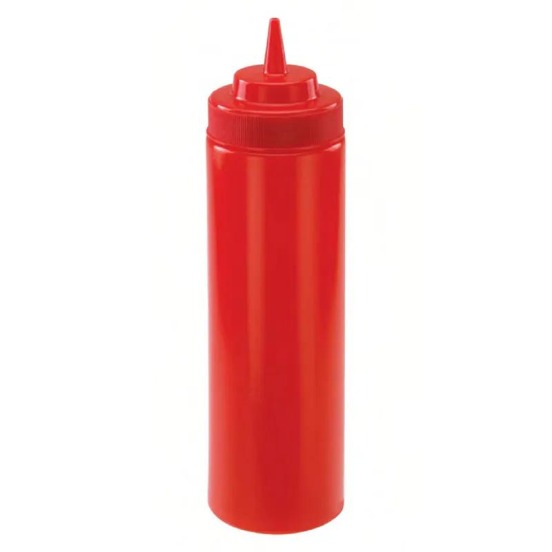 Squeeze Bottle 24 OZ Plastic Red Wide Mouth 8/Pack