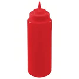 Squeeze Bottle 32 OZ Plastic Red Wide Mouth 6/Pack