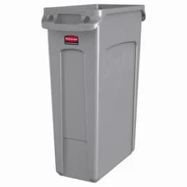 Slim Jim® Trash Can 22X11X30 IN 23 GAL 92 QT Gray Rectangle Resin Venting Channels Slim 1/Each