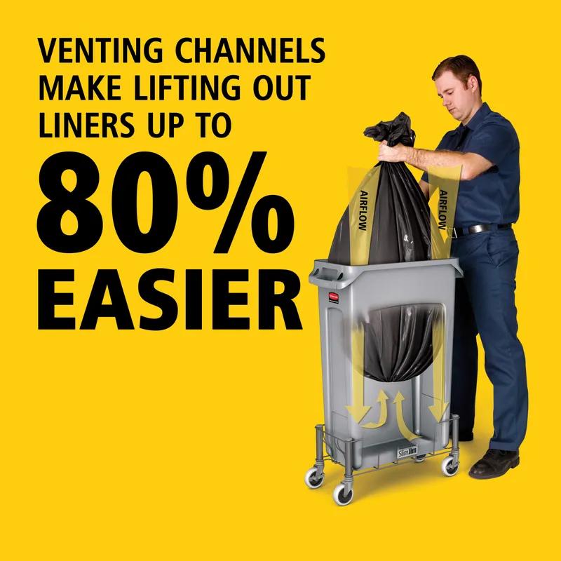 Slim Jim® Trash Can 22X11X30 IN 23 GAL 92 QT Gray Rectangle Resin Venting Channels Slim 1/Each