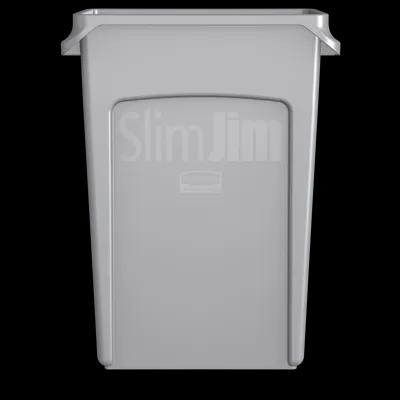 Slim Jim® Trash Can 22X11X30 IN 23 GAL 92 QT Gray Rectangle Resin Venting Channels Slim 1/Each