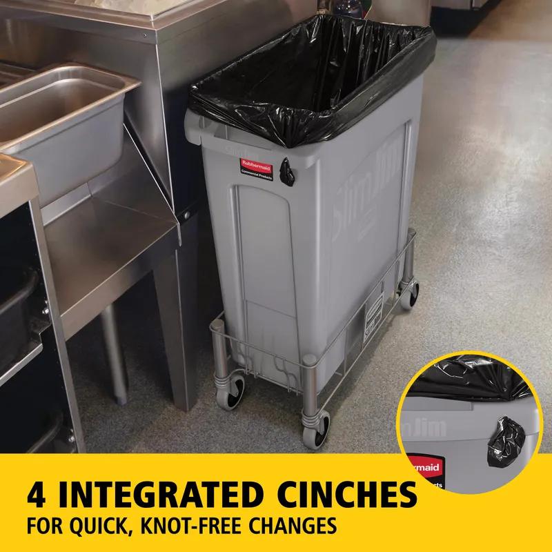 Slim Jim® Trash Can 22X11X30 IN 23 GAL 92 QT Gray Rectangle Resin Venting Channels Slim 1/Each