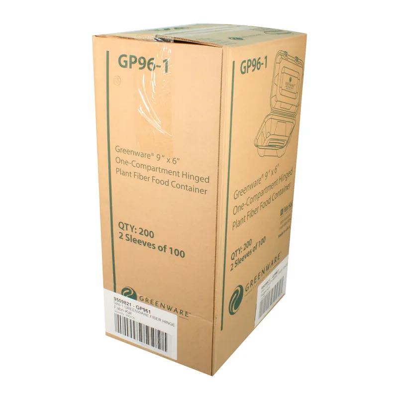 Greenware® Hoagie & Sub Take-Out Container Hinged With Dome Lid 6.5X9.1X3.1 IN Molded Fiber Natural Rectangle 200/Case