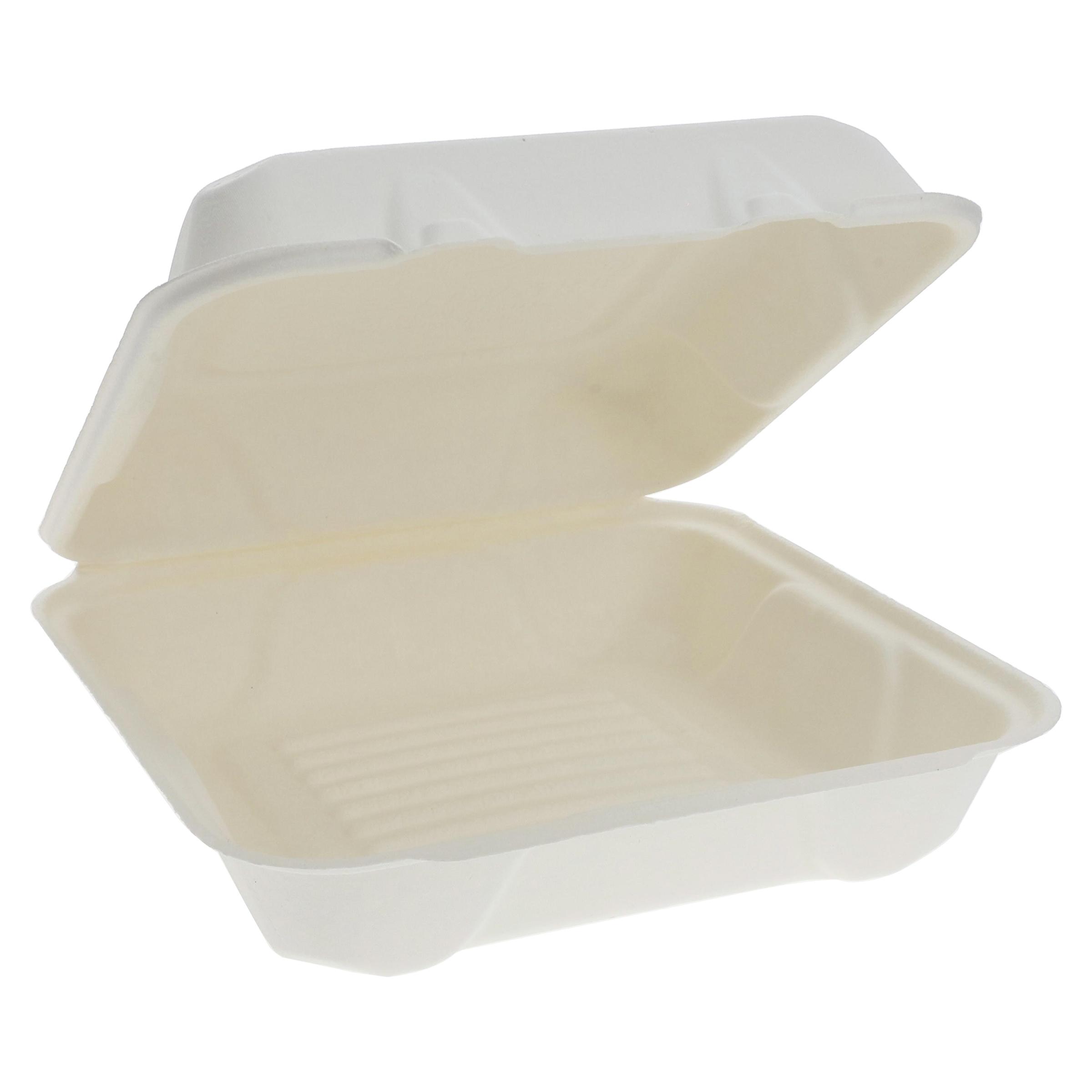 Greenware® Take-Out Container Hinged With Dome Lid 9.3X9.1X3.3 IN Molded Fiber Natural Kraft Square 200/Case