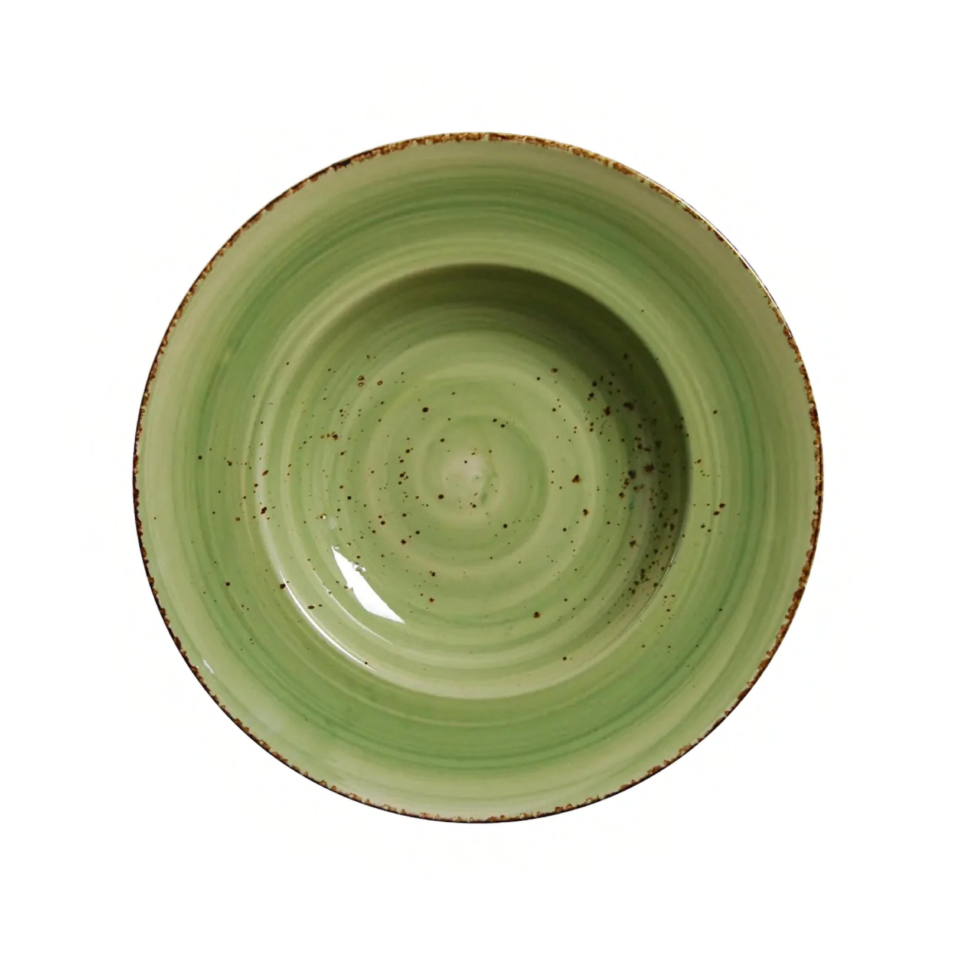 Splash Verde Pasta Plate 11 IN 14 OZ Porcelain Round Wide Rim Dishwasher Safe Dual Ovenable 12/Case