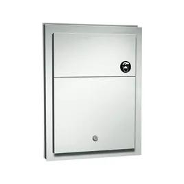 Menstrual Care Disposal Receptacle 13X17.25X4 IN Stainless Steel Partition Dual With Lock 1/Each