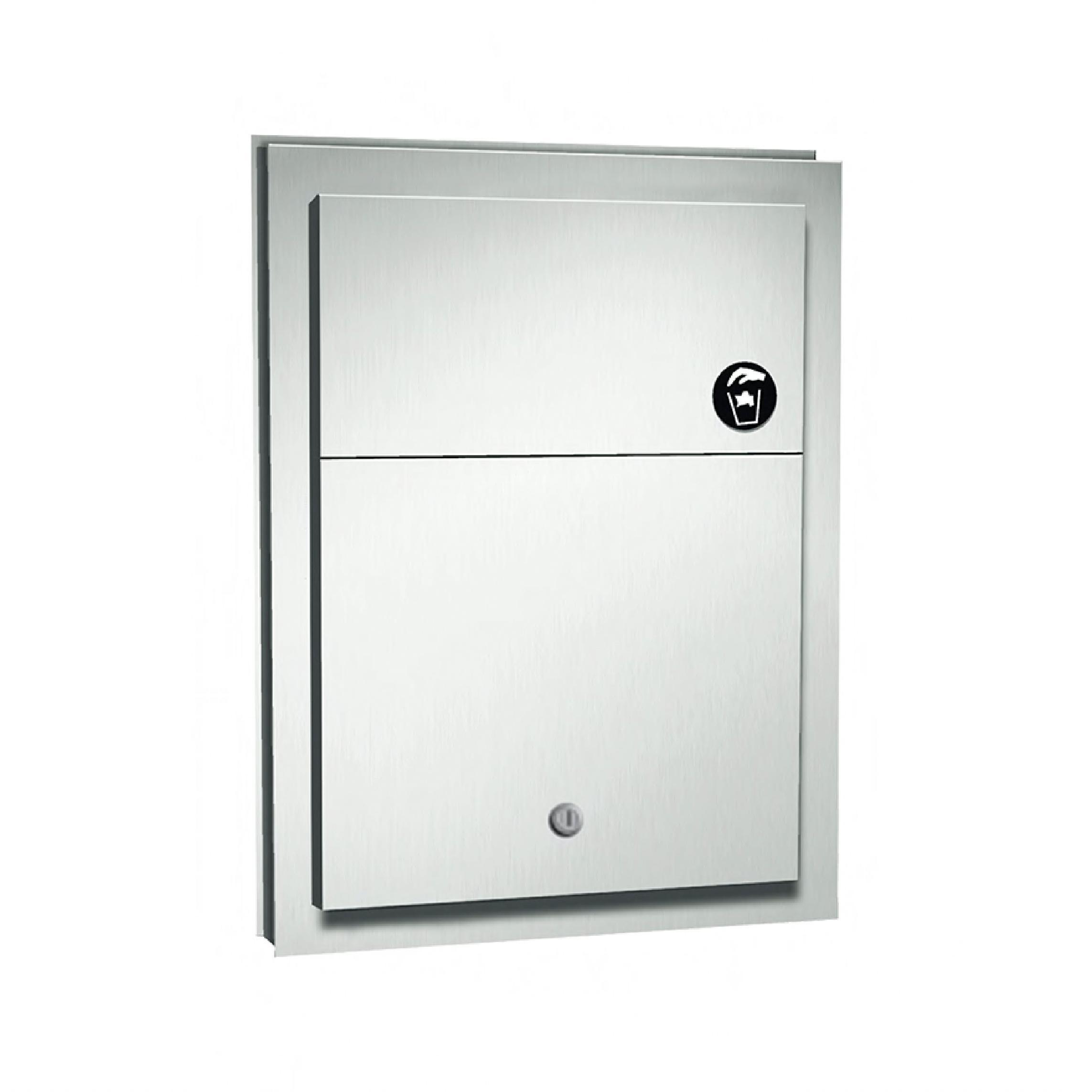 Menstrual Care Disposal Receptacle 13X17.25X4 IN Stainless Steel Partition Dual With Lock 1/Each