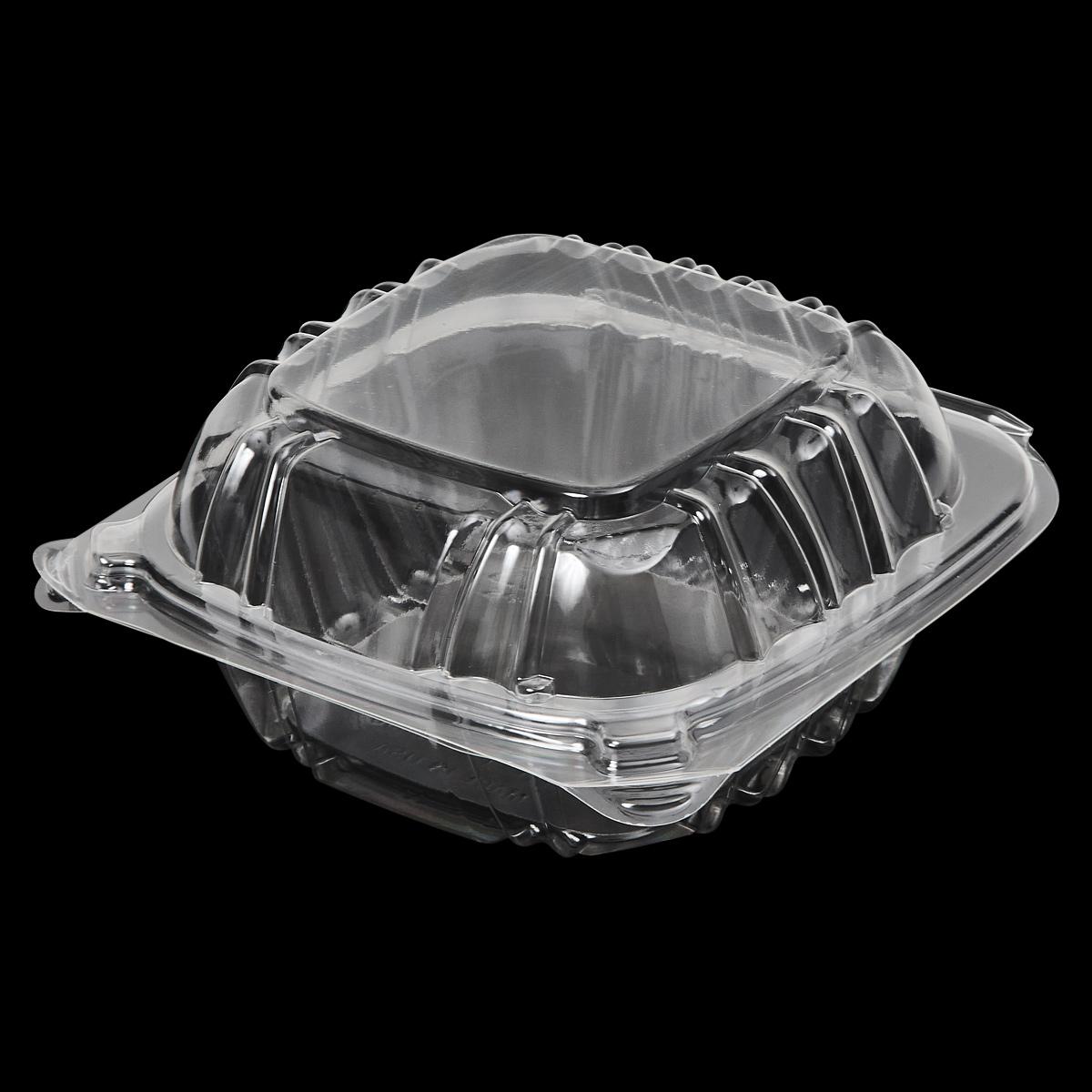 Victoria Bay Sandwich Take-Out Container Hinged 5X5 IN PS Clear Square Lock 125 Count/Pack 3 Packs/Case 375 Count/Case