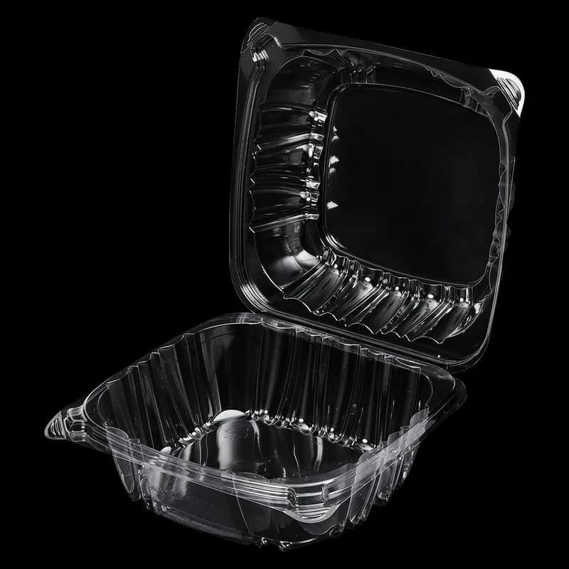 Victoria Bay Sandwich Take-Out Container Hinged 6X6 IN PS Clear Square Lock 125 Count/Pack 4 Packs/Case 500 Count/Case