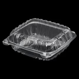 Victoria Bay Take-Out Container Hinged Medium (MED) 8X8X3 IN PS Clear Square Lock 100 Count/Pack 2 Packs/Case