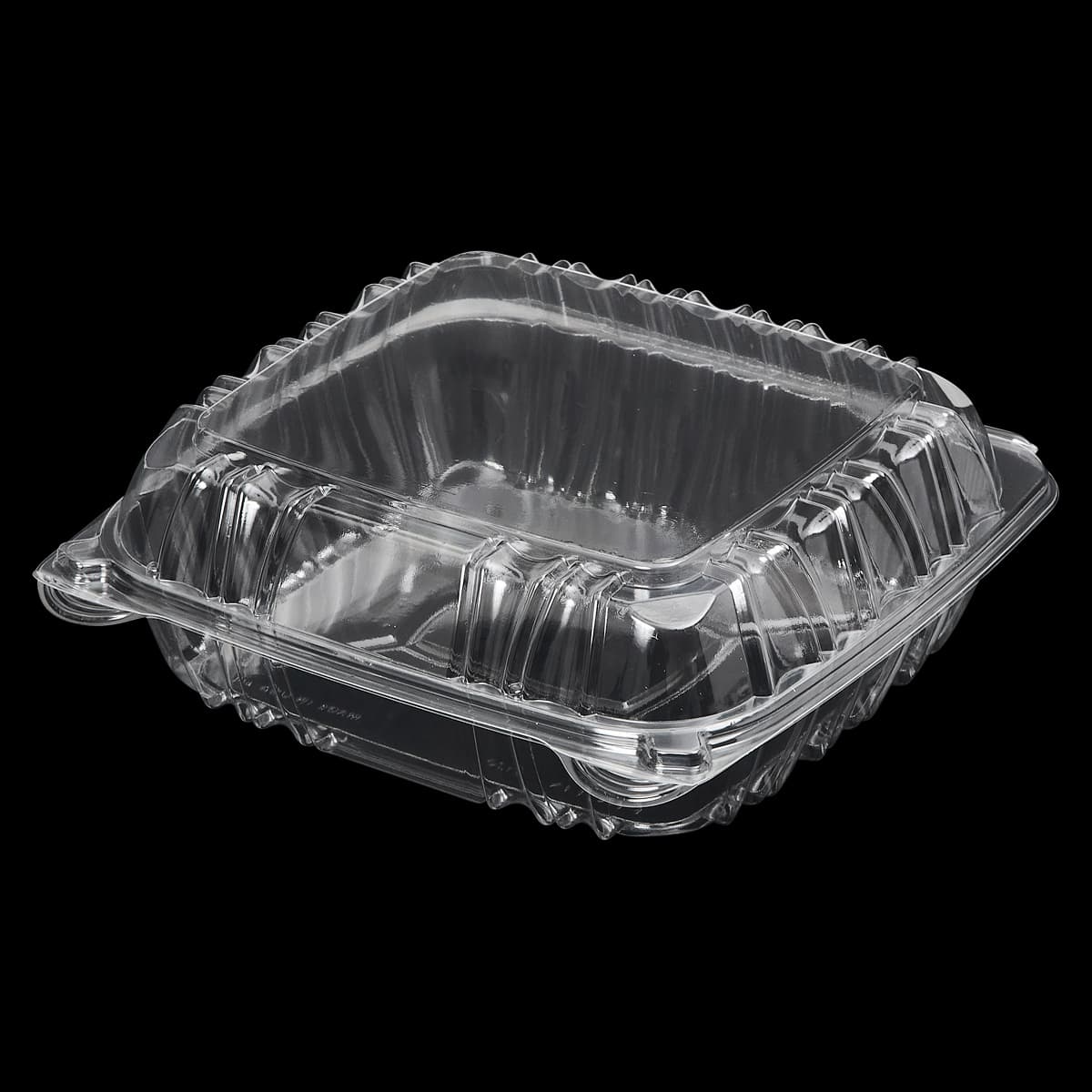 Victoria Bay Take-Out Container Hinged Medium (MED) 8X8X3 IN PS Clear Square Lock 100 Count/Pack 2 Packs/Case