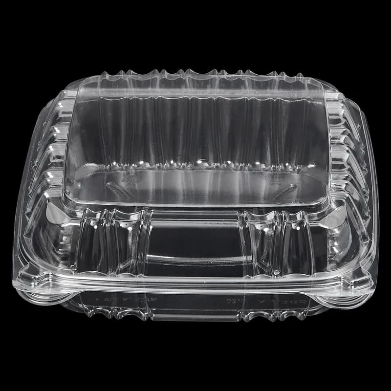 Victoria Bay Take-Out Container Hinged Medium (MED) 8X8X3 IN PS Clear Square Lock 100 Count/Pack 2 Packs/Case