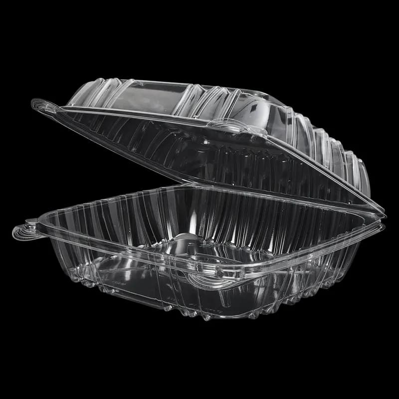 Victoria Bay Take-Out Container Hinged Medium (MED) 8X8X3 IN PS Clear Square Lock 100 Count/Pack 2 Packs/Case