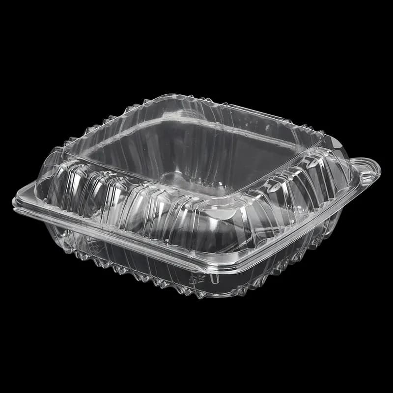 Victoria Bay Take-Out Container Hinged Medium (MED) 8X8X3 IN PS Clear Square Lock 100 Count/Pack 2 Packs/Case