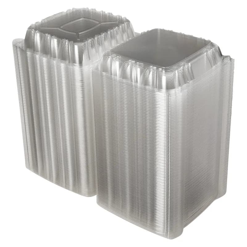 Victoria Bay Take-Out Container Hinged Medium (MED) 8X8X3 IN PS Clear Square Lock 100 Count/Pack 2 Packs/Case