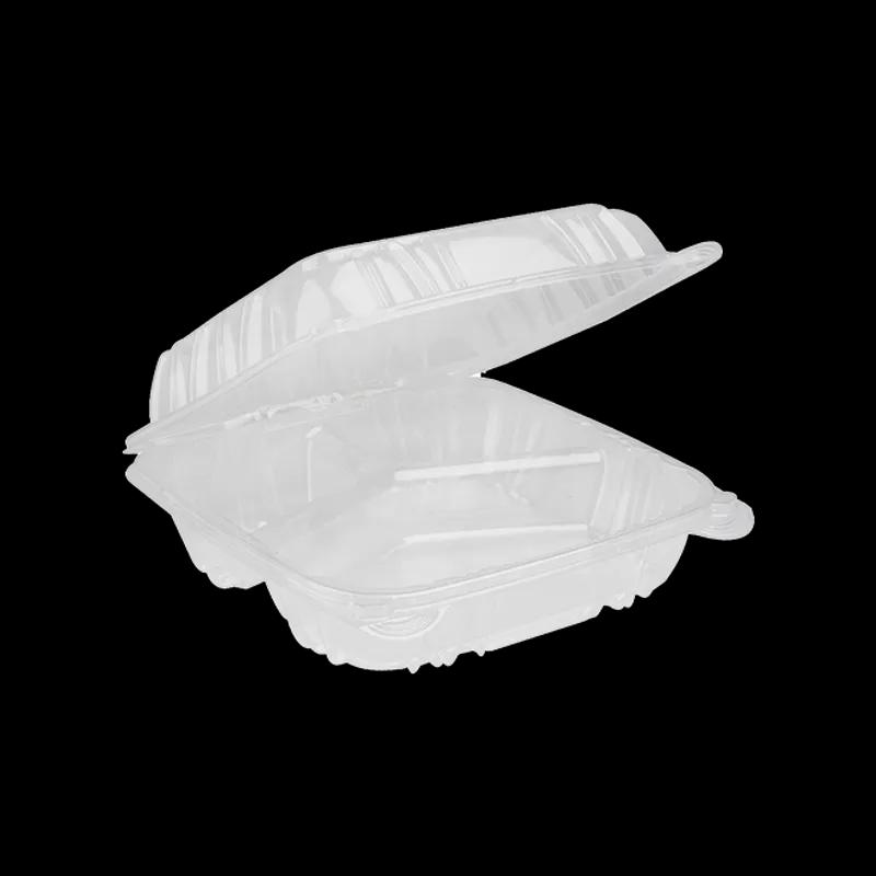 Victoria Bay Take-Out Container Hinged Medium (MED) 8X8 IN 3 Compartment PS Clear Square Lock 100 Count/Pack 2 Packs/Case 200 Count/Case