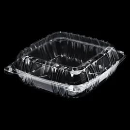 Victoria Bay Take-Out Container Hinged Large (LG) 9X9 IN PS Clear Square Lock 100 Count/Pack 2 Packs/Case 200 Count/Case