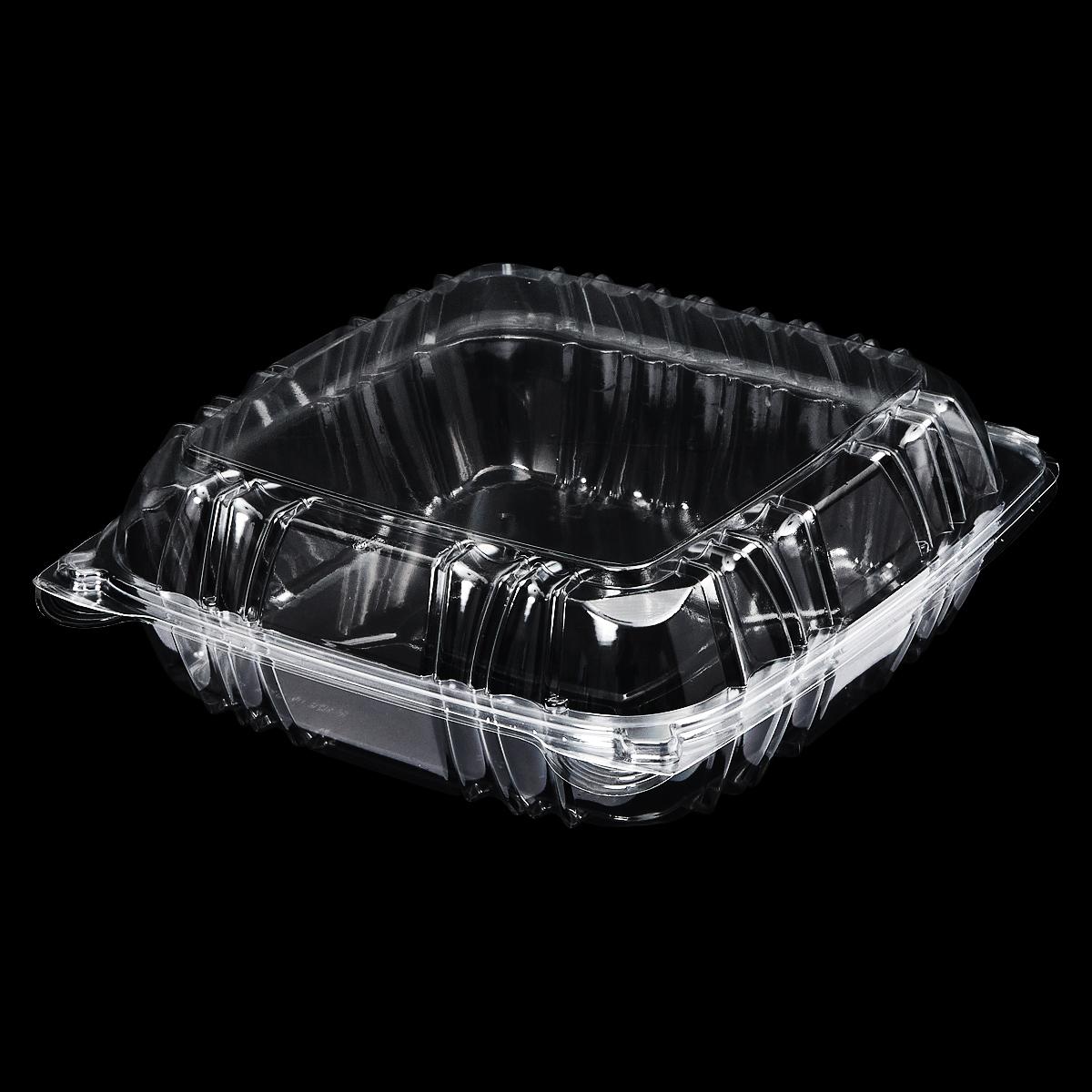 Victoria Bay Take-Out Container Hinged Large (LG) 9X9 IN PS Clear Square Lock 100 Count/Pack 2 Packs/Case 200 Count/Case