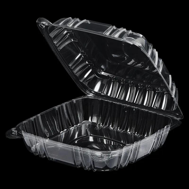 Victoria Bay Take-Out Container Hinged Large (LG) 9X9 IN PS Clear Square Lock 100 Count/Pack 2 Packs/Case 200 Count/Case