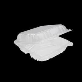 Victoria Bay Take-Out Container Hinged Large (LG) 9X9 IN 3 Compartment PS Clear Square Lock 100 Count/Pack 2 Packs/Case 200 Count/Case