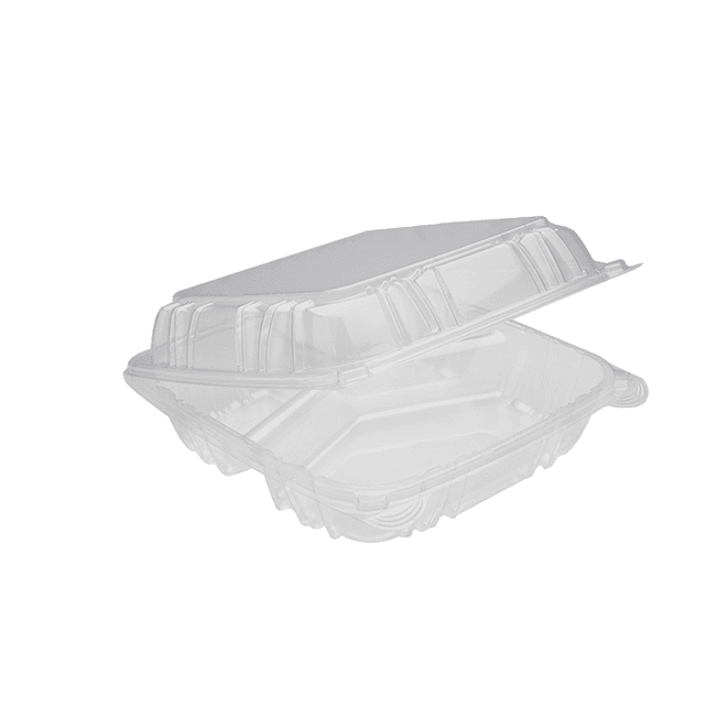 Victoria Bay Take-Out Container Hinged Large (LG) 9X9 IN 3 Compartment PS Clear Square Lock 100 Count/Pack 2 Packs/Case 200 Count/Case