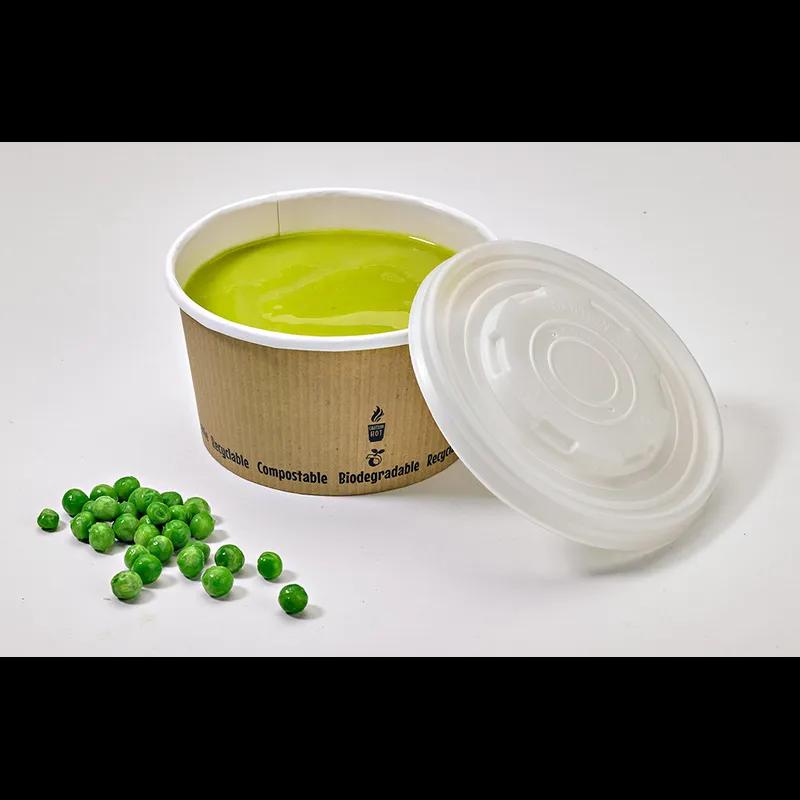 Soup Food Container Base 12 OZ Paper PLA Kraft Round Grease Resistant 25 Count/Pack 20 Packs/Case 500 Count/Case
